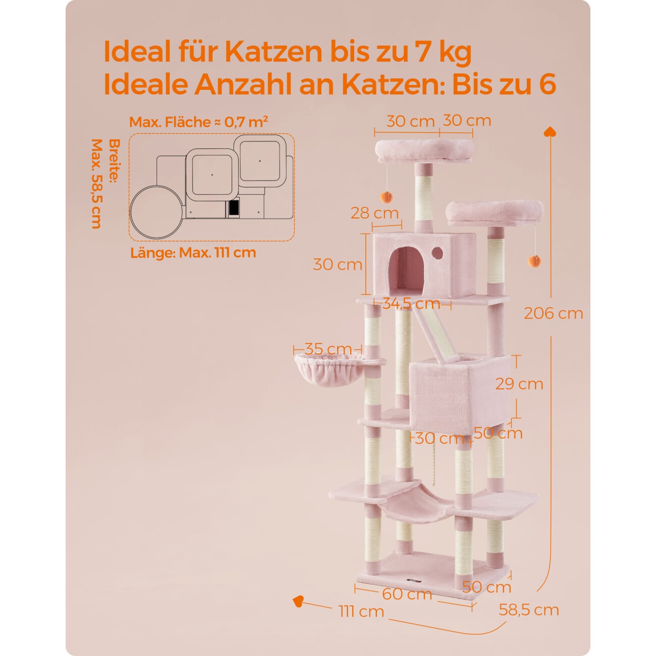 Kratzbaum Milo XXL • Rosa