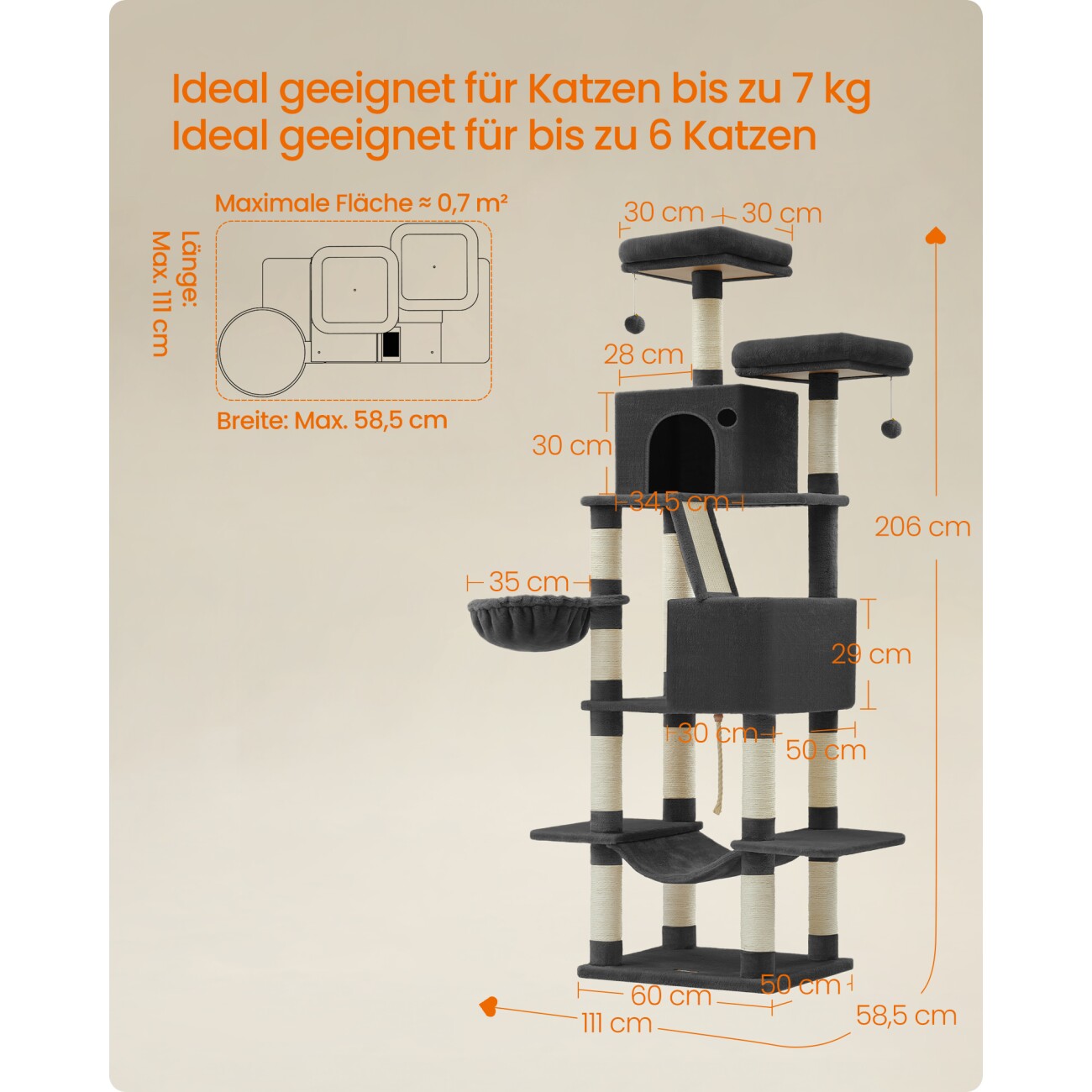 Kratzbaum Milo XXL • Schwarz
