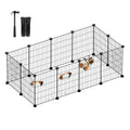 Modulares Kleintiergehege aus 12 Metallgittern in Schwarz