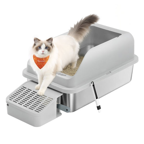 Edelstahl Katzenklo in Grau