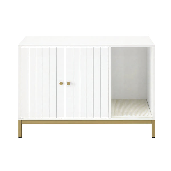 Katzenklo-Schrank in Weiß und Gold