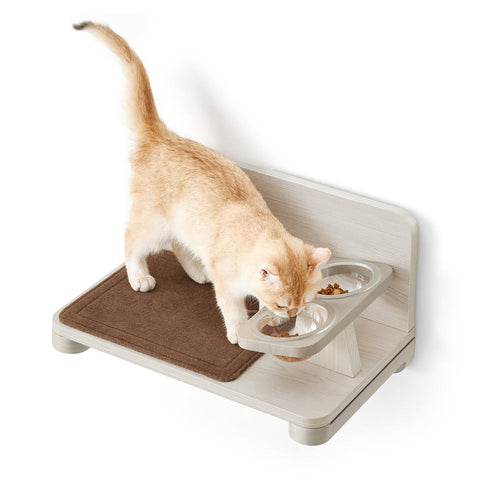 Katzen-Futterstation zur Wandmontage · Braun
