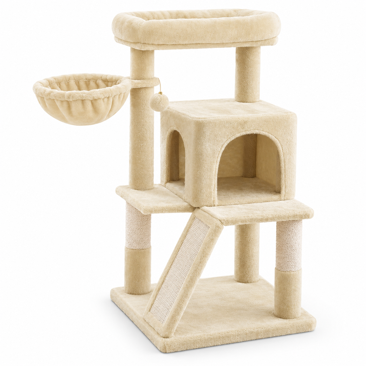 Kratzbaum Mia XL in Beige auf weißem Hintergrund