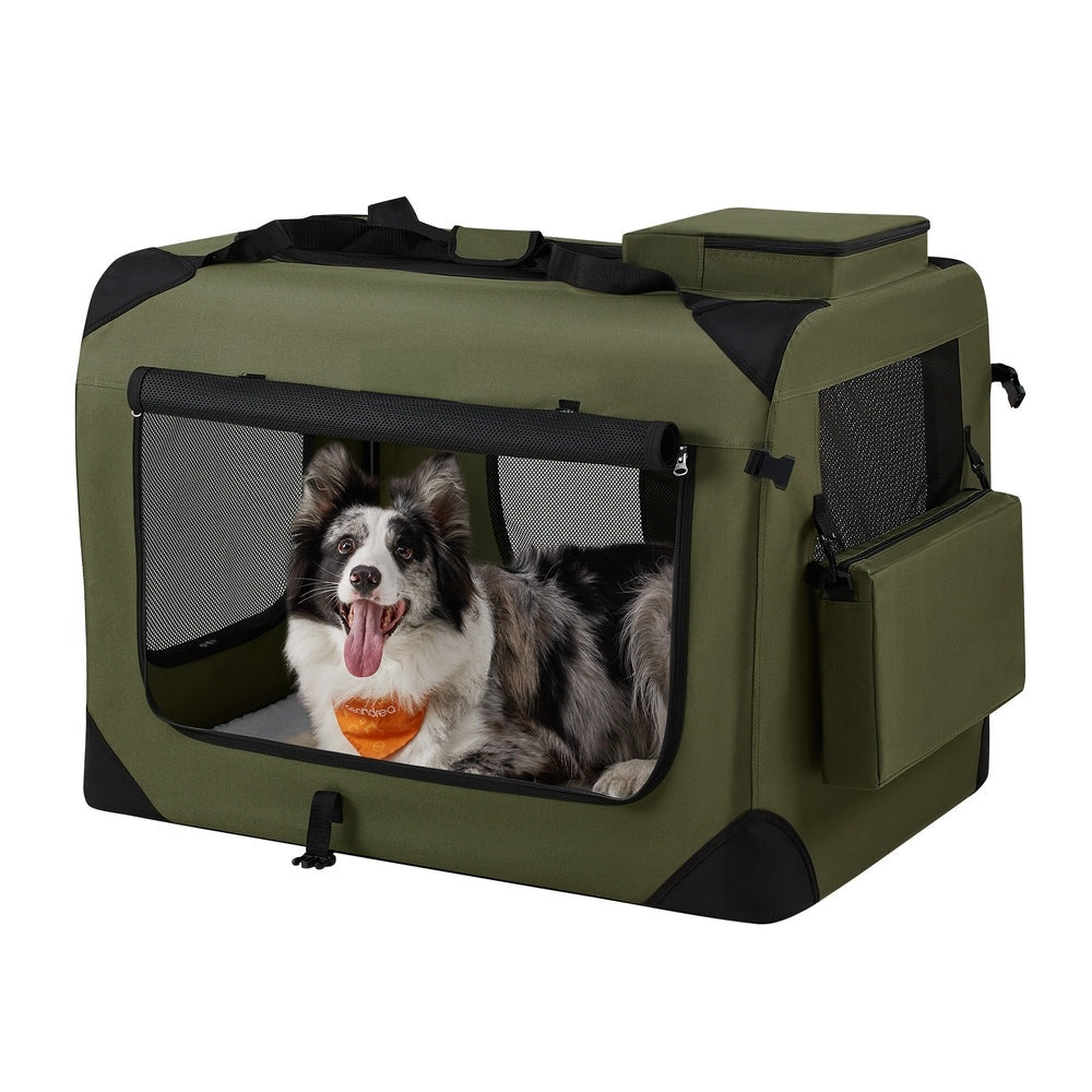 Faltbare Hundetransportbox Leni in Waldgrün, 91 × 63 × 63 cm
